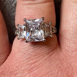 Emerald cut White sapphire ring sz 8